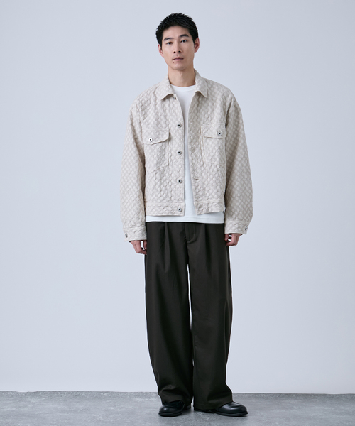 B.C STOCK（ベーセーストック）の「Deux Allures / ドゥ アリュール Lattice-Wave トラッカージャケット（その他アウター・メンズ・ブラック/ベージュ・FREE）」の18枚目の写真