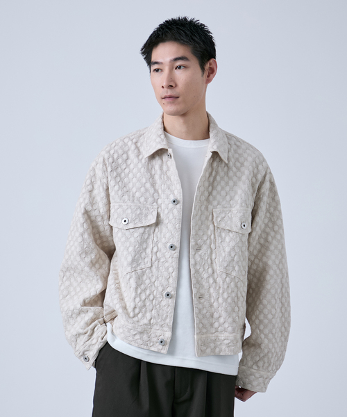 B.C STOCK（ベーセーストック）の「Deux Allures / ドゥ アリュール Lattice-Wave トラッカージャケット（その他アウター・メンズ・ブラック/ベージュ・FREE）」の19枚目の写真