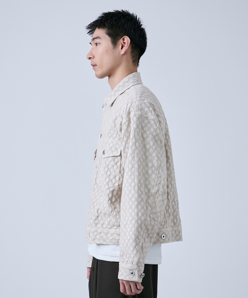 B.C STOCK（ベーセーストック）の「Deux Allures / ドゥ アリュール Lattice-Wave トラッカージャケット（その他アウター・メンズ・ブラック/ベージュ・FREE）」の20枚目の写真