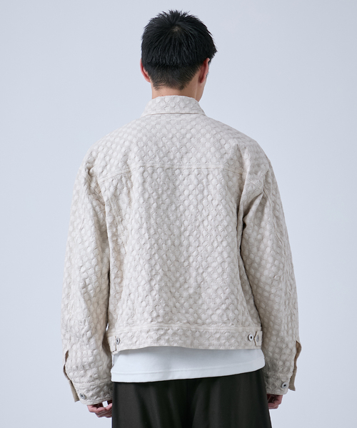 B.C STOCK（ベーセーストック）の「Deux Allures / ドゥ アリュール Lattice-Wave トラッカージャケット（その他アウター・メンズ・ブラック/ベージュ・FREE）」の21枚目の写真