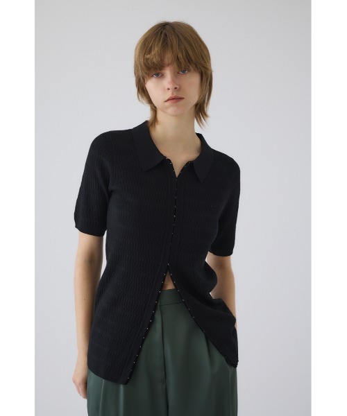 RIM.ARK(リムアーク)の「Hook design fit tops ホックデザインフィットトップス(ニット/セーター・レディース・ブラック/アイボリー/ブルー/グレー・FREE)」の1枚目の写真
