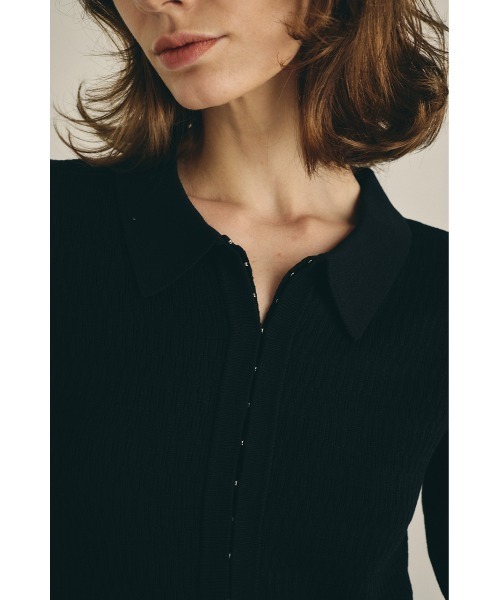 RIM.ARK(リムアーク)の「Hook design fit tops ホックデザインフィットトップス(ニット/セーター・レディース・ブラック/アイボリー/ブルー/グレー・FREE)」の14枚目の写真