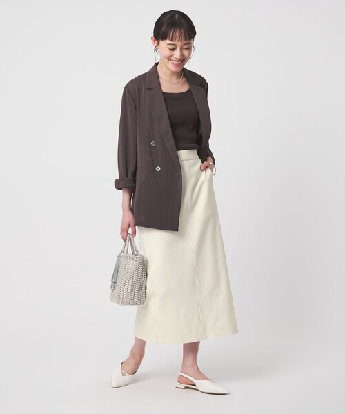 green label relaxing（グリーンレーベルリラクシング）の「【WEB限定】［size SHORT/TALLあり］オルマイ タイト スカート（スカート・レディース・ダークグレー/ベージュ/オフホワイト/ブラック/ブラウン・TALL/FREE/SHORT）」の15枚目の写真