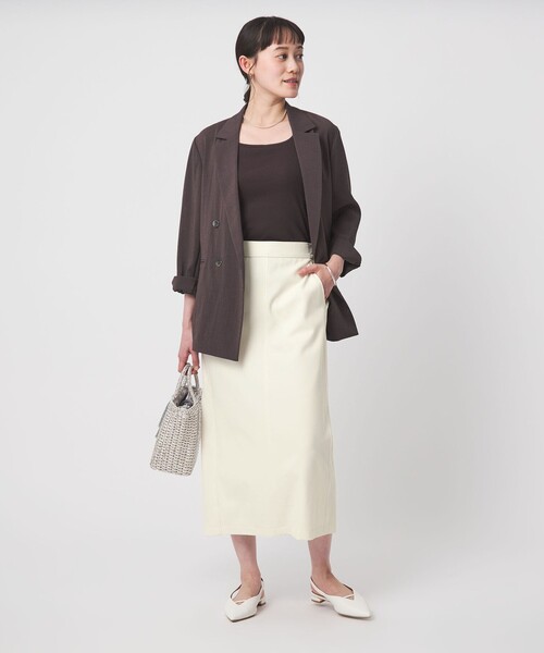 green label relaxing（グリーンレーベルリラクシング）の「【WEB限定】［size SHORT/TALLあり］オルマイ タイト スカート（スカート・レディース・ダークグレー/ベージュ/オフホワイト/ブラック/ブラウン・TALL/FREE/SHORT）」の16枚目の写真