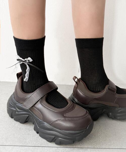 WEGO（ウィゴー）の「WEGO/ダブルリボンソックス（ソックス/靴下・レディース・ホワイト/ブラック・23-25cm）」の2枚目の写真