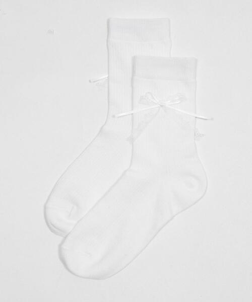 WEGO（ウィゴー）の「WEGO/ダブルリボンソックス（ソックス/靴下・レディース・ホワイト/ブラック・23-25cm）」の7枚目の写真