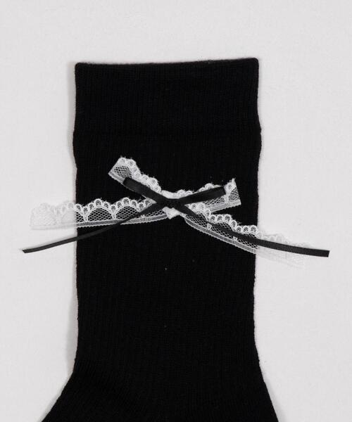 WEGO（ウィゴー）の「WEGO/ダブルリボンソックス（ソックス/靴下・レディース・ホワイト/ブラック・23-25cm）」の12枚目の写真