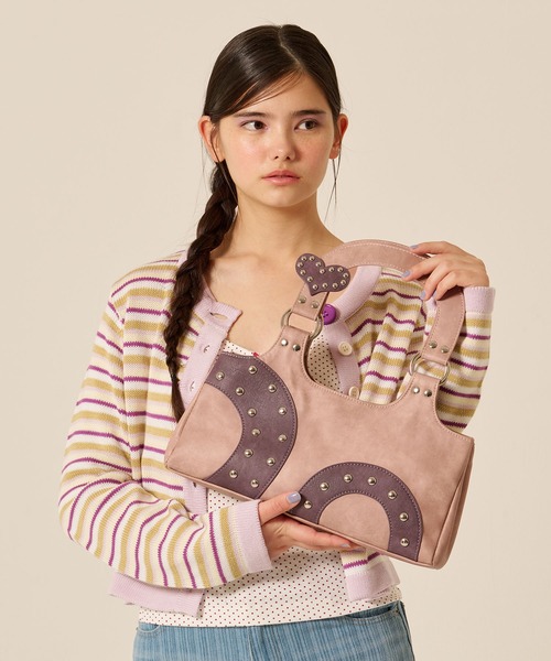 TINA：JOJUN（ティーナジョジュン）の「パッチワーク ハンドバッグ TINA：JOJUN（ハンドバッグ・レディース・ベージュ/ピンク・F）」の3枚目の写真