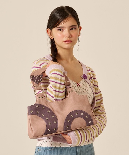 TINA：JOJUN（ティーナジョジュン）の「パッチワーク ハンドバッグ TINA：JOJUN（ハンドバッグ・レディース・ベージュ/ピンク・F）」の4枚目の写真