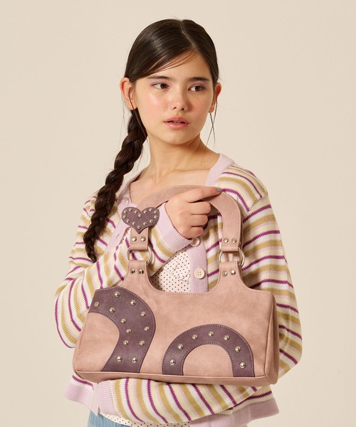 TINA：JOJUN（ティーナジョジュン）の「パッチワーク ハンドバッグ TINA：JOJUN（ハンドバッグ・レディース・ベージュ/ピンク・F）」の5枚目の写真