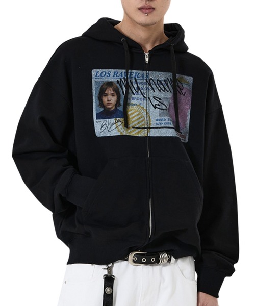 OY(オーワイ)の「『OY/オーワイ』FAKE LICENSE HOODIE ZIP UP/フェイクライセンスジップアップパーカー(パーカー・メンズ・ブラック/グレー・L/M)」の1枚目の写真