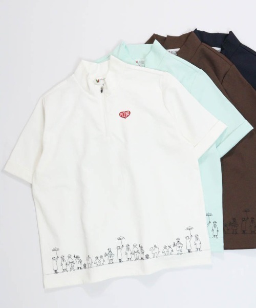 Picone CLUB（ピッコーネクラブ）の「裾刺繍UV速乾ジッププルオーバー（Tシャツ/カットソー・レディース・ホワイト/ライトグリーン/ブラウン/ネイビー・13号/11号/9号）」の2枚目の写真