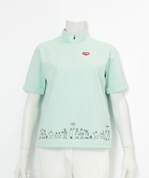 Picone CLUB（ピッコーネクラブ）の「裾刺繍UV速乾ジッププルオーバー（Tシャツ/カットソー・レディース・ホワイト/ライトグリーン/ブラウン/ネイビー・13号/11号/9号）」の4枚目の写真