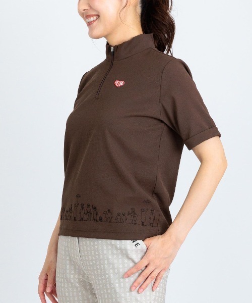 Picone CLUB（ピッコーネクラブ）の「裾刺繍UV速乾ジッププルオーバー（Tシャツ/カットソー・レディース・ホワイト/ライトグリーン/ブラウン/ネイビー・13号/11号/9号）」の7枚目の写真