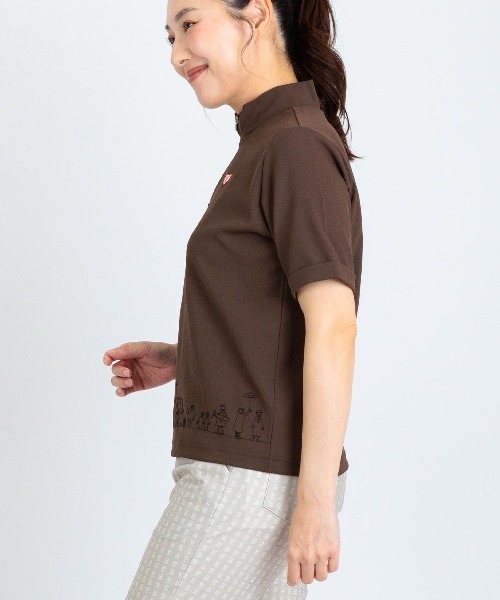 Picone CLUB（ピッコーネクラブ）の「裾刺繍UV速乾ジッププルオーバー（Tシャツ/カットソー・レディース・ホワイト/ライトグリーン/ブラウン/ネイビー・13号/11号/9号）」の8枚目の写真