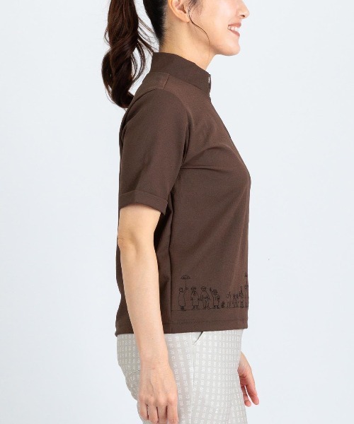 Picone CLUB（ピッコーネクラブ）の「裾刺繍UV速乾ジッププルオーバー（Tシャツ/カットソー・レディース・ホワイト/ライトグリーン/ブラウン/ネイビー・13号/11号/9号）」の10枚目の写真