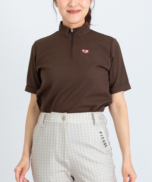 Picone CLUB（ピッコーネクラブ）の「裾刺繍UV速乾ジッププルオーバー（Tシャツ/カットソー・レディース・ホワイト/ライトグリーン/ブラウン/ネイビー・13号/11号/9号）」の11枚目の写真