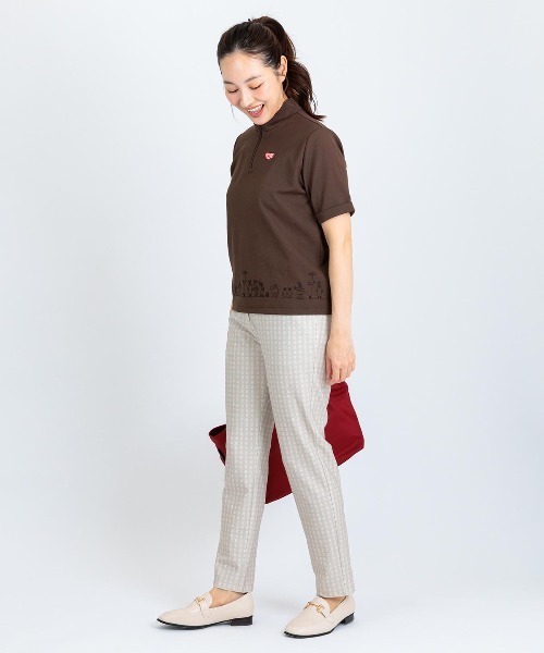 Picone CLUB（ピッコーネクラブ）の「裾刺繍UV速乾ジッププルオーバー（Tシャツ/カットソー・レディース・ホワイト/ライトグリーン/ブラウン/ネイビー・13号/11号/9号）」の12枚目の写真