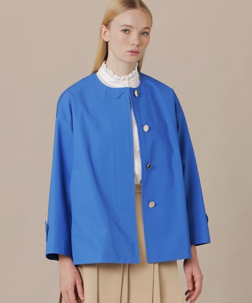 MACKINTOSH LONDON（マッキントッシュ ロンドン）の「【婦人画報4月号掲載】【ROSLEY/ロズリー】ウエザーコットンノーカラーショートコート（ノーカラーコート・レディース・ブルー系その他4/ブラック/ベージュ・38）」の3枚目の写真