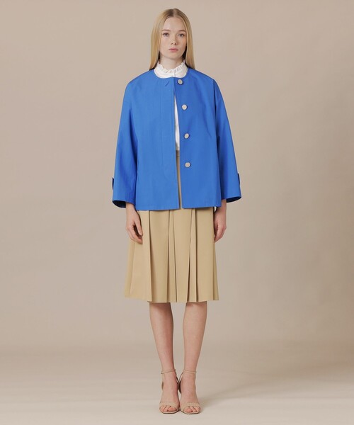 MACKINTOSH LONDON（マッキントッシュ ロンドン）の「【婦人画報4月号掲載】【ROSLEY/ロズリー】ウエザーコットンノーカラーショートコート（ノーカラーコート・レディース・ブルー系その他4/ブラック/ベージュ・38）」の6枚目の写真