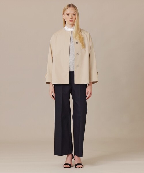 MACKINTOSH LONDON（マッキントッシュ ロンドン）の「【婦人画報4月号掲載】【ROSLEY/ロズリー】ウエザーコットンノーカラーショートコート（ノーカラーコート・レディース・ブルー系その他4/ブラック/ベージュ・38）」の7枚目の写真