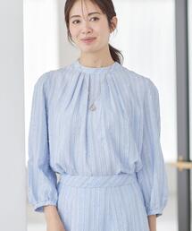 Reflect（リフレクト）の「【セットアップ可】ストライプ柄ジャカードブラウス（シャツ/ブラウス）」