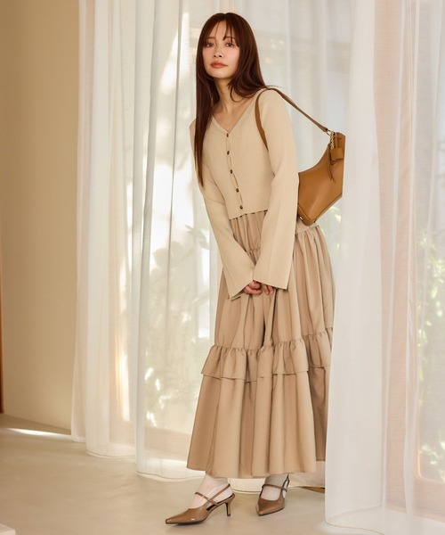 mysty woman（ミスティウーマン）の「キャミワンピースカーデSET 658144（ワンピース・レディース・ブラック/ライトベージュ/ライトグレー・FREE）」の8枚目の写真