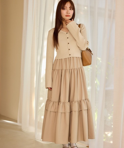 mysty woman（ミスティウーマン）の「キャミワンピースカーデSET 658144（ワンピース・レディース・ブラック/ライトベージュ/ライトグレー・FREE）」の10枚目の写真