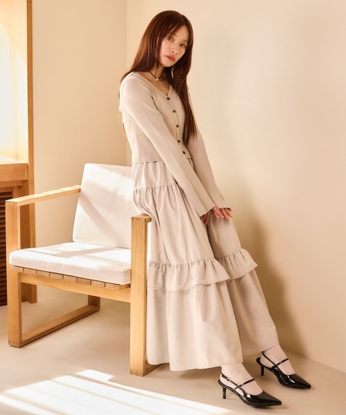 mysty woman（ミスティウーマン）の「キャミワンピースカーデSET 658144（ワンピース・レディース・ブラック/ライトベージュ/ライトグレー・FREE）」の11枚目の写真