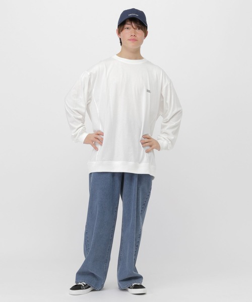 GLOBAL WORK(グローバルワーク)の「切り替えサマ見えロンT/AND YUA ANY/638784(Tシャツ/カットソー・キッズ・グレー系その他6/ブルー系その他4/ホワイト・SMALL/MEDIUM/LARGE)」の4枚目の写真