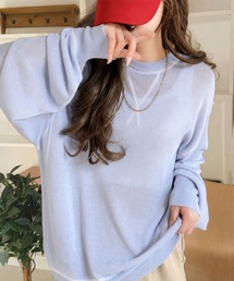 classicalelf（クラシカルエルフ）の「やわらかく透けて、自然体。配色ガゼット付きシアートップス（長袖）（Tシャツ/カットソー）」