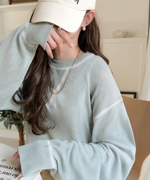 classicalelf（クラシカルエルフ）の「やわらかく透けて、自然体。シアーガゼット付きニットプルオーバー(長袖)（Tシャツ/カットソー）」