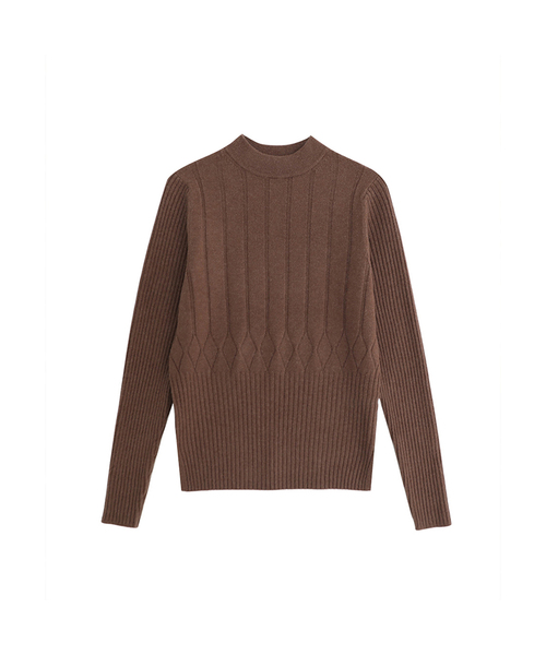 VASCARA(バスカラ)の「DIA Half-neck Knitwear (5colors)(ニット/セーター・レディース・ブラウン/ブラック/アイボリー/ライトベージュ/カーキ・FREE)」の3枚目の写真