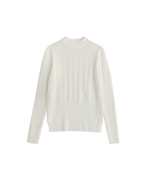 VASCARA(バスカラ)の「DIA Half-neck Knitwear (5colors)(ニット/セーター・レディース・ブラウン/ブラック/アイボリー/ライトベージュ/カーキ・FREE)」の2枚目の写真