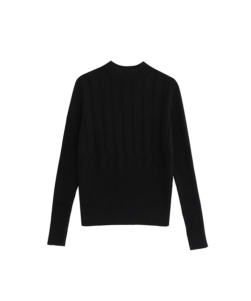 VASCARA(バスカラ)の「DIA Half-neck Knitwear (5colors)(ニット/セーター・レディース・ブラウン/ブラック/アイボリー/ライトベージュ/カーキ・FREE)」の1枚目の写真