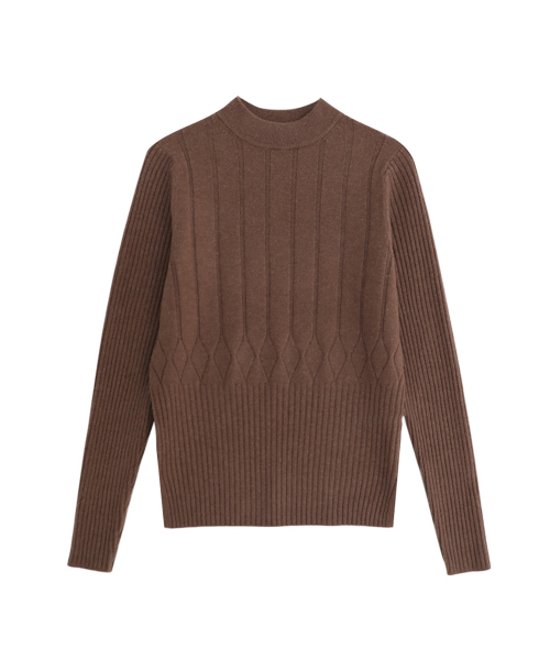 VASCARA(バスカラ)の「DIA Half-neck Knitwear (5colors)(ニット/セーター・レディース・ブラウン/ブラック/アイボリー/ライトベージュ/カーキ・FREE)」の8枚目の写真