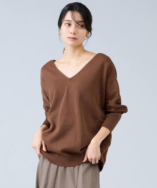 Liesse(リエス)の「レースアップニット(ニット/セーター・レディース・ブラウン/アイボリー/チャコールグレー・FREE)」の3枚目の写真