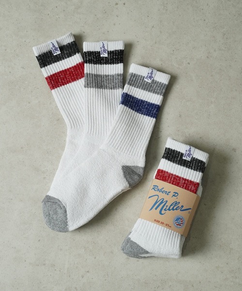MILLER(ミラー)の「"02"≪Robert P. Miller≫3足セット ライン クルーソックス(ソックス/靴下・メンズ・ホワイト系1/ホワイト系2・25~27cm/23~25cm)」の4枚目の写真