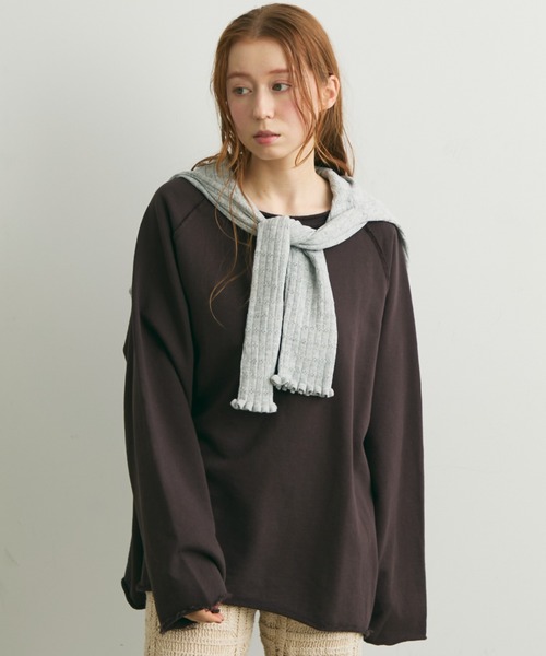 Crisp(クリスプ)の「カットオフラグランオーバースウェット(スウェット・レディース・ホワイト/グレー/ブラウン・FREE)」の3枚目の写真