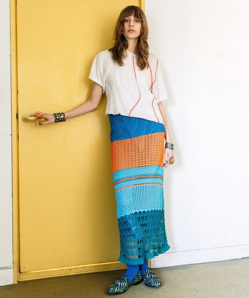 AULA AILA（アウラアイラ）の「【セットアップ着用可】オープンワークニットスカート（スカート・レディース・ブルー/ブラック/パープル・0）」の11枚目の写真