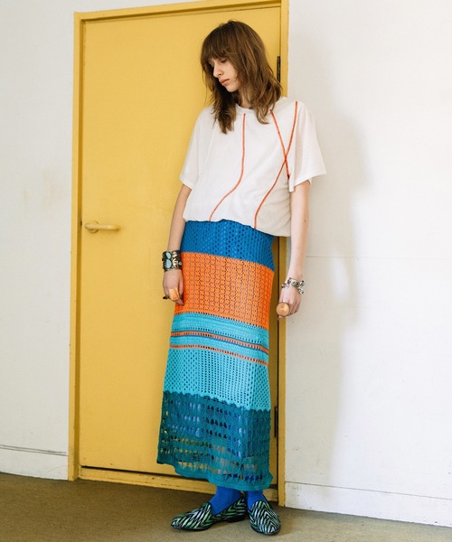 AULA AILA（アウラアイラ）の「【セットアップ着用可】オープンワークニットスカート（スカート・レディース・ブルー/ブラック/パープル・0）」の12枚目の写真