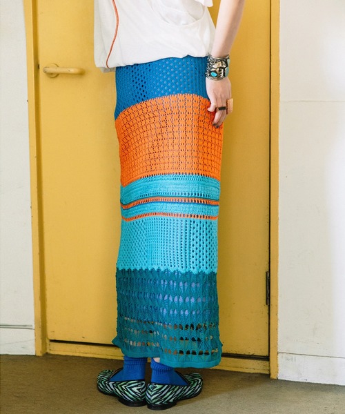 AULA AILA（アウラアイラ）の「【セットアップ着用可】オープンワークニットスカート（スカート・レディース・ブルー/ブラック/パープル・0）」の10枚目の写真