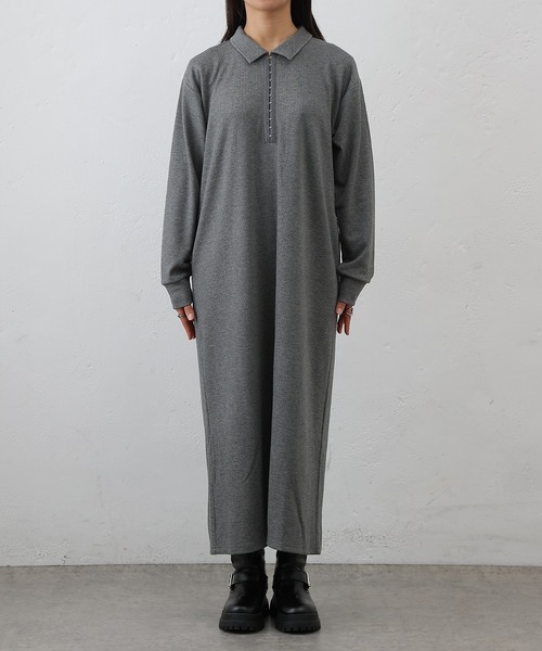COLONY 2139（コロニートゥーワンスリーナイン）の「テレコ衿付きロングワンピース（ワンピース・レディース・ブラック/チャコールグレー・FREE）」の14枚目の写真