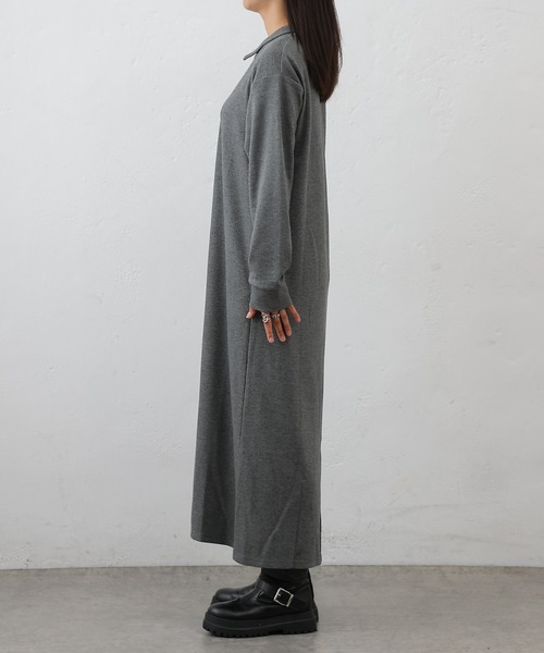 COLONY 2139（コロニートゥーワンスリーナイン）の「テレコ衿付きロングワンピース（ワンピース・レディース・ブラック/チャコールグレー・FREE）」の15枚目の写真