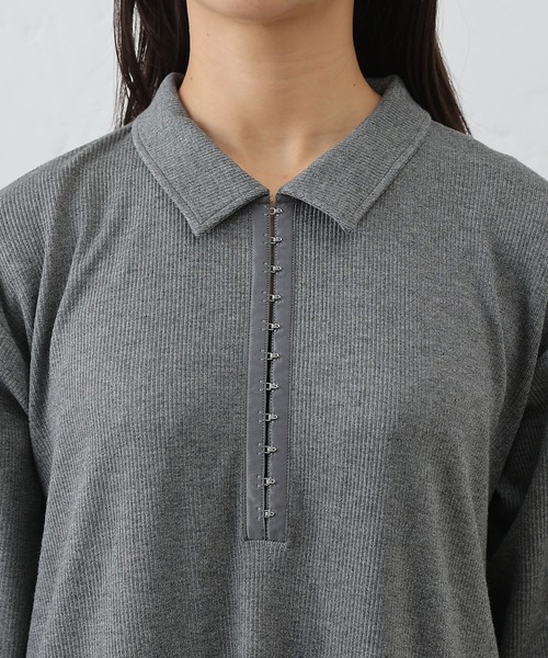 COLONY 2139（コロニートゥーワンスリーナイン）の「テレコ衿付きロングワンピース（ワンピース・レディース・ブラック/チャコールグレー・FREE）」の17枚目の写真