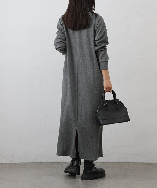 COLONY 2139（コロニートゥーワンスリーナイン）の「テレコ衿付きロングワンピース（ワンピース・レディース・ブラック/チャコールグレー・FREE）」の12枚目の写真
