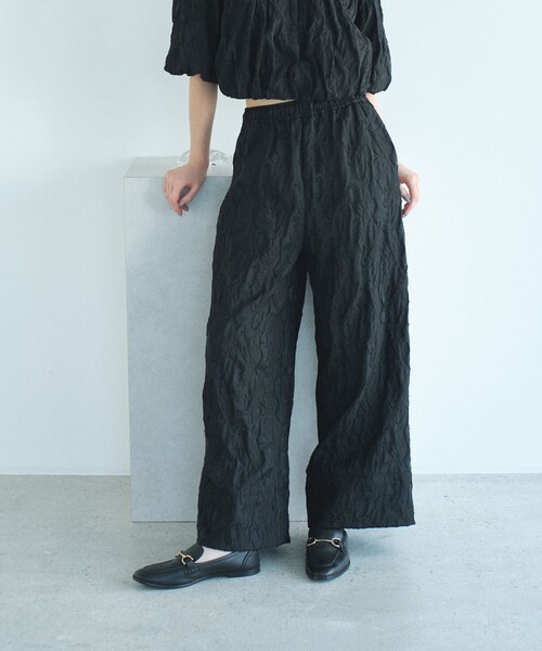 ON/OFF着回し】フラワージャカードドロスト付きワイドパンツ（その他