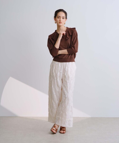 BIANCA(ビアンカ)の「【ON/OFF着回し】フラワージャカードドロスト付きワイドパンツ(その他パンツ・レディース・ブラック/オフホワイト・40/38)」の12枚目の写真