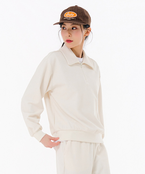 CHASECULT（チェイスカルト）の「レディース リブ 半ジップ スウェットTシャツ-FARG5164B0A（スウェット・レディース・アイボリー・85/90）」の5枚目の写真