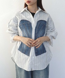Cepica | Backギャザーデニムパッチシャツ(シャツ/ブラウス)